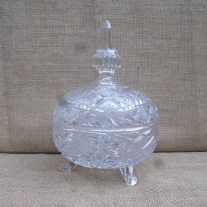 Vintage American Cut Lead Crystal Lidded Candy Dish